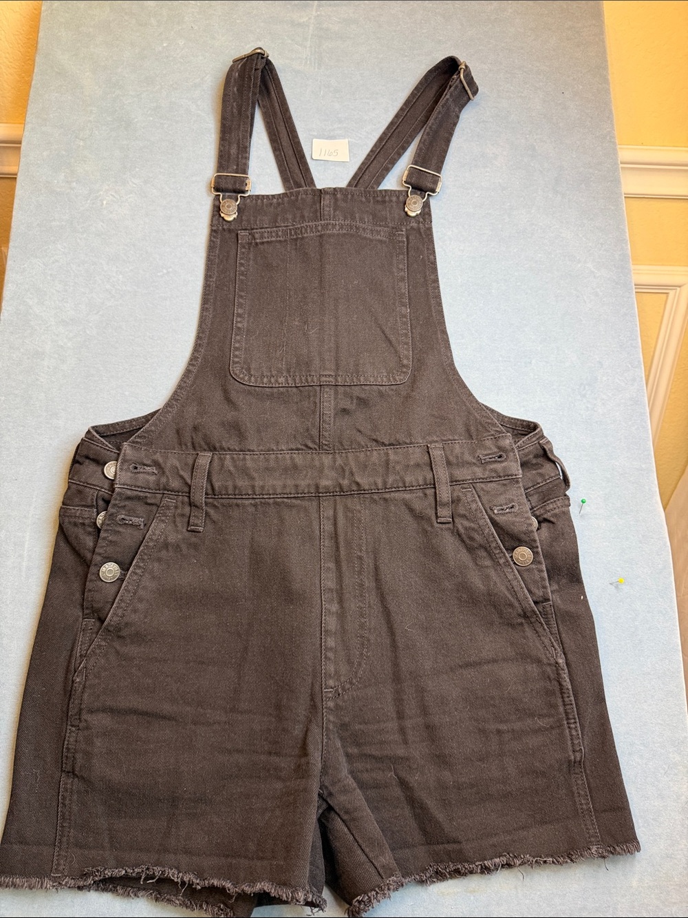 Madewell Black Denim Short Overalls Romper
